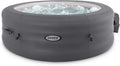 Intex 28481E Simple Spa 77in x 26in 4-Person Outdoor Portable Inflatable Round Heated Hot Tub Spa with 100 Bubble Jets, Filter Pump, and Cover, Gray