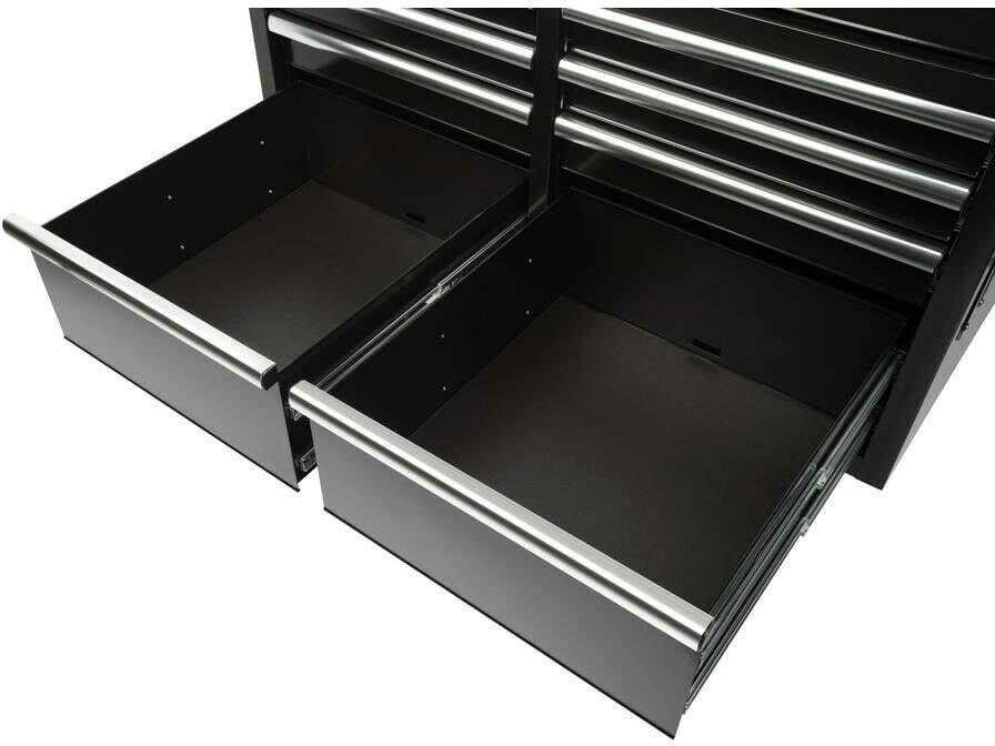 Husky 46 in. W x 24.5 in. D 9-Drawer Mobile Workbench with Solid Wood Top in