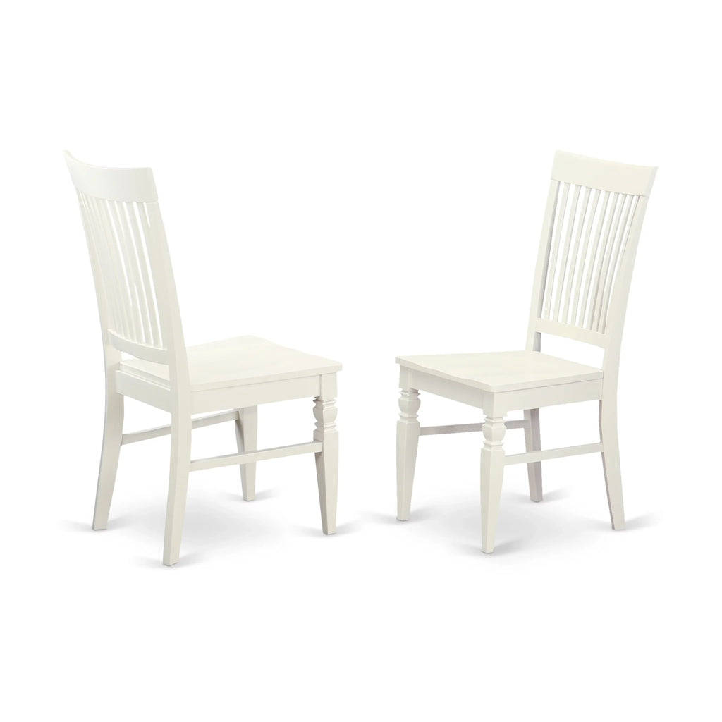 East West Furniture Weston 10 Wood Dining Chairs in Linen White (Set of 2)