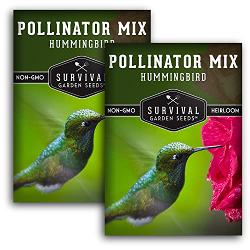 Survival Garden Seeds - Hummingbird Pollinator Mix Wildflower Seed for Planting - Packet with Instructions to Plant and Grow Flowering Plants in Your Home Vegetable Garden - Non-GMO Heirloom Varieties