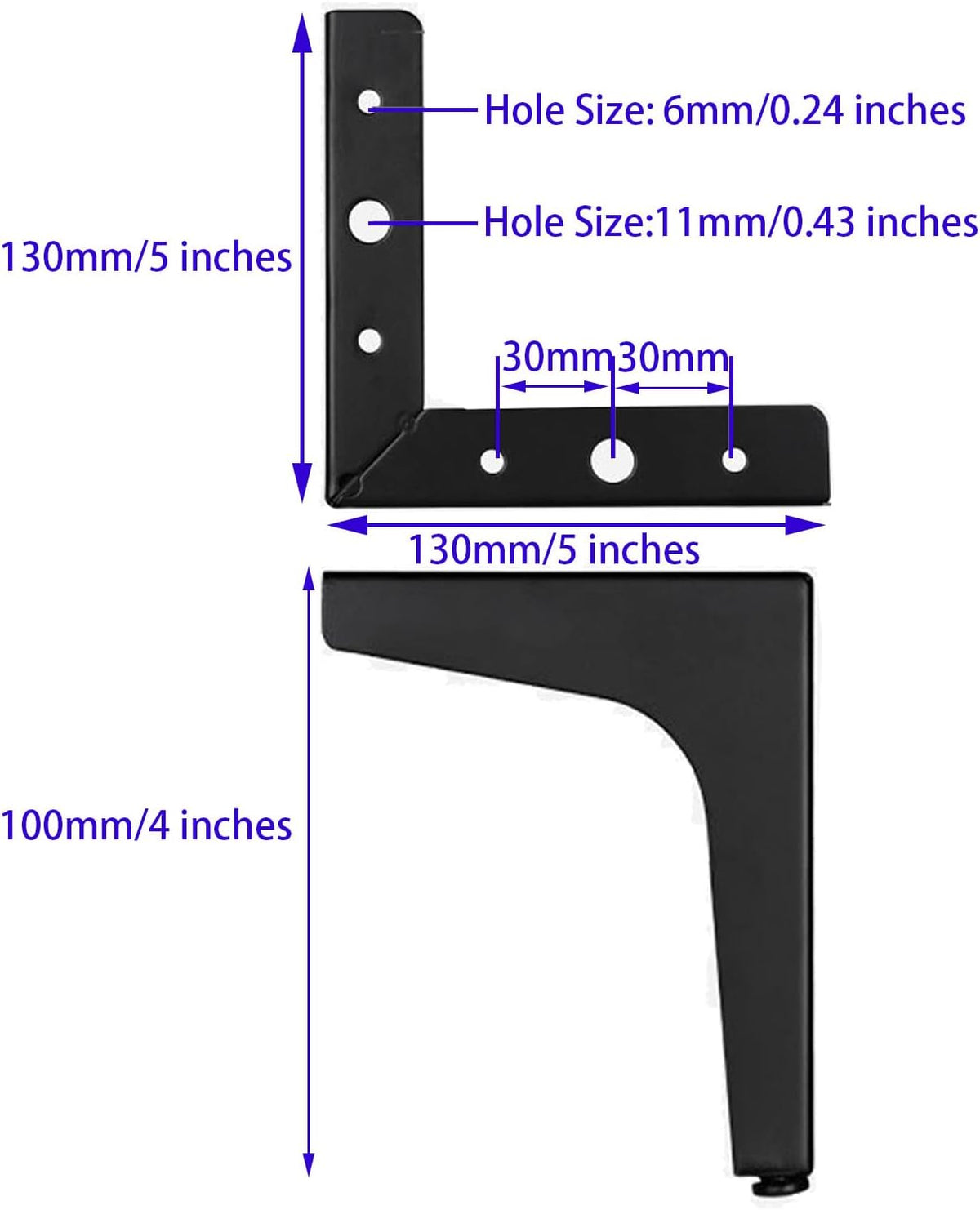 4 Inch Furniture Legs Modern Metal Cabinet Legs Set of 4, Furniture Feet Black Dresser Legs DIY Replacement Feet for Table Sofa Nightstand Chair Couch Ottoman Cabinet