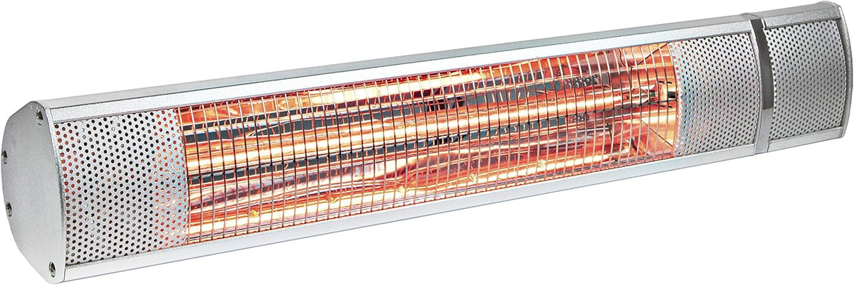 Comfort Zone CZPH20RSL Outdoor and Indoor Patio Heater - Wall-Mounted Heating Device with Halogen Tube and Adjustable Heat Output - Waterproof Warmer for Residential and Commercial Spaces