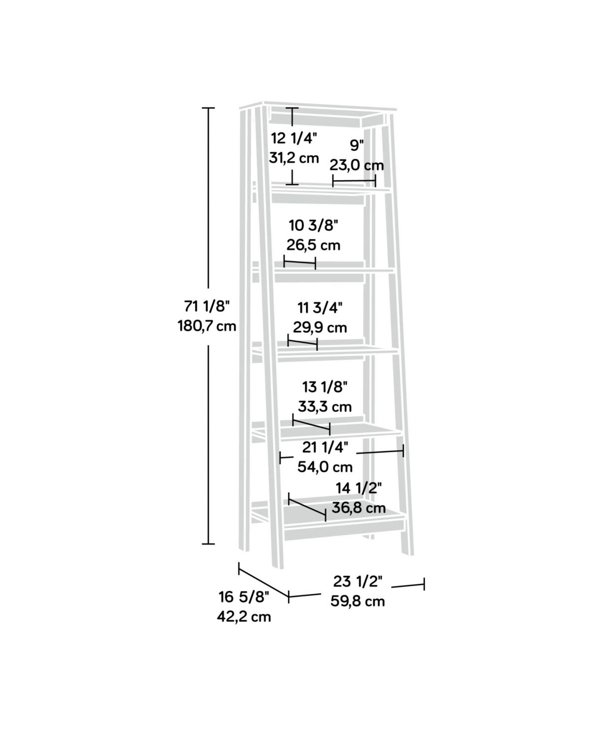 Sauder Trestle 5-Shelf Bookcase - Vintage Oak