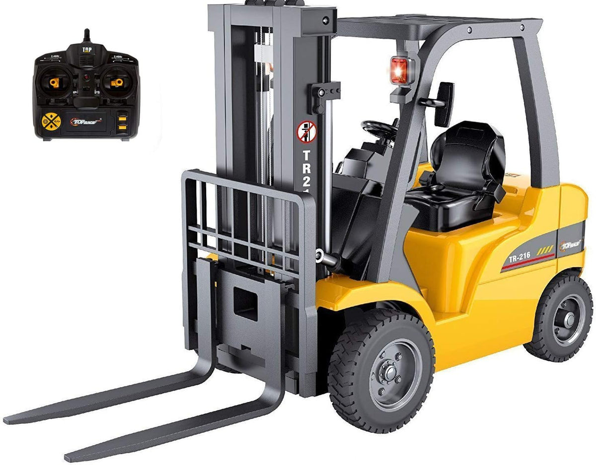 Top Race Jumbo Remote Control Forklift 13 Inch Tall, 8 Channel Full Functional Professional RC Forklift Construction Toys, High Powered Motors, 1:10 Scale - Heavy Metal - (TR-216)
