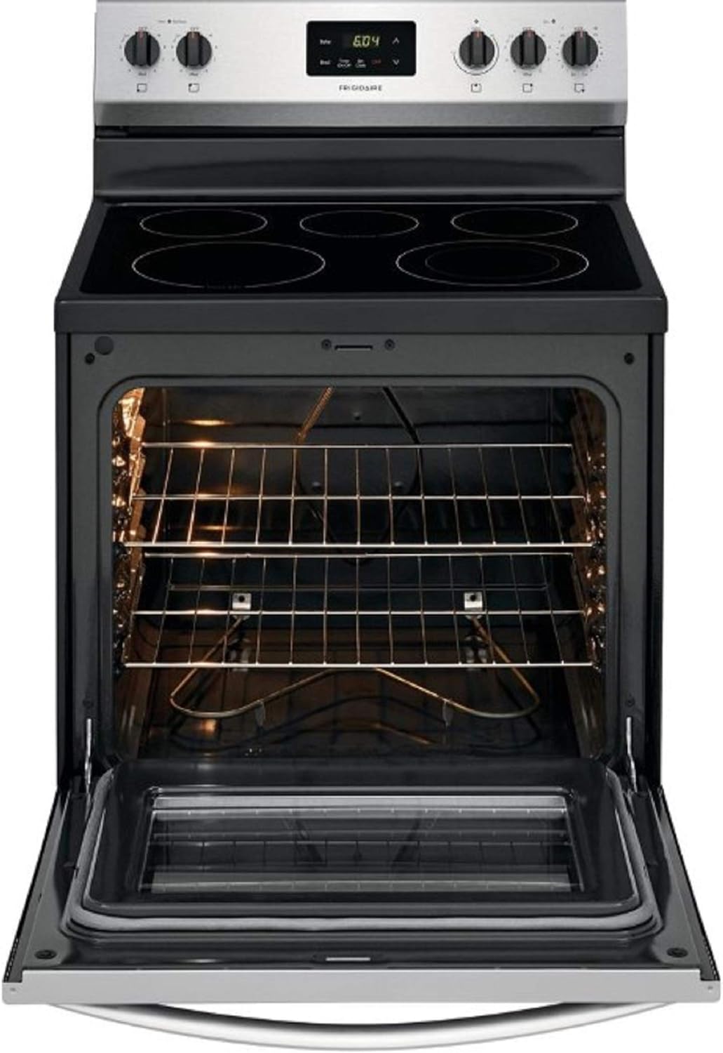 Frigidaire FCRE3052AS 30 Freestanding Electric Range with 5.3 cu. ft. Capacity Quick Boil Store-More Storage Drawer and SpaceWise Expandable Elements in Stainless Steel