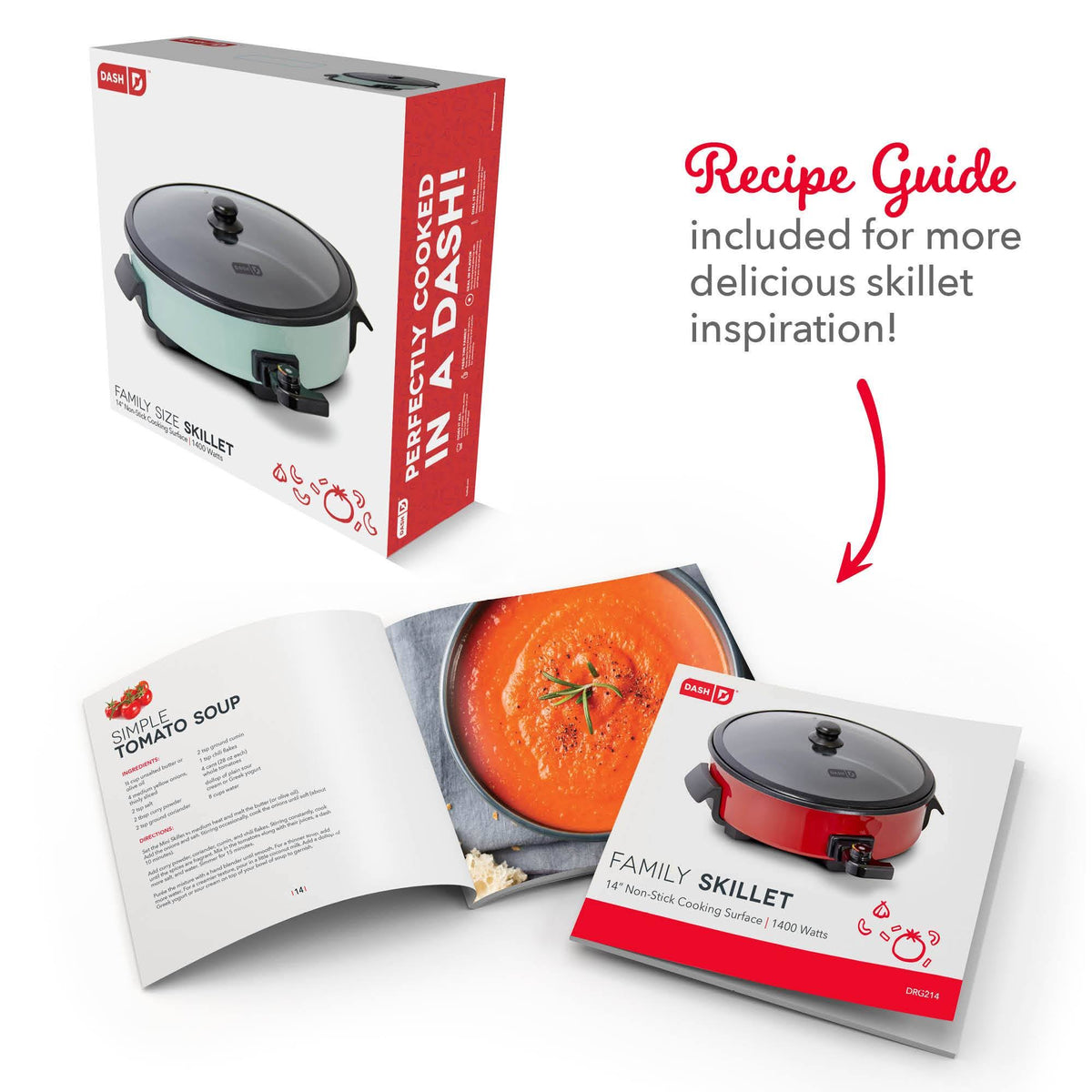 Dash 14x22 Family Size Rapid Skillet, Red