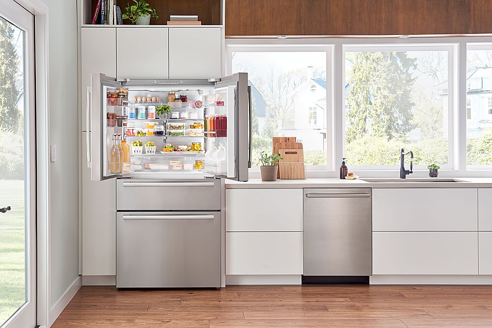 Bosch - 800 Series 20.5 Cu. Ft. 4-Door French Door Counter-Depth Smart Refrigerator - Stainless steel