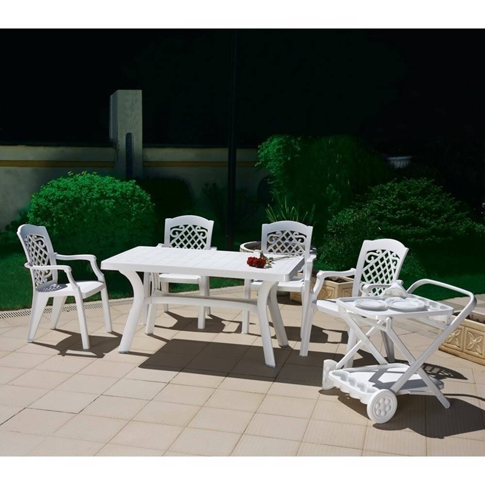 Atlin Designs 55x22 Resin Patio Dining Table in White