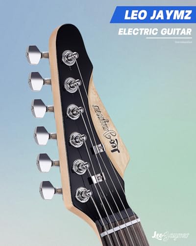 Leo Jaymz 39 Full Size ST Style Electric Guitar Starter Kit with SSH Pickup, 5W Portable Amp, Tuner, Gig Bag, Strap & Accessories (Violet Ocean)