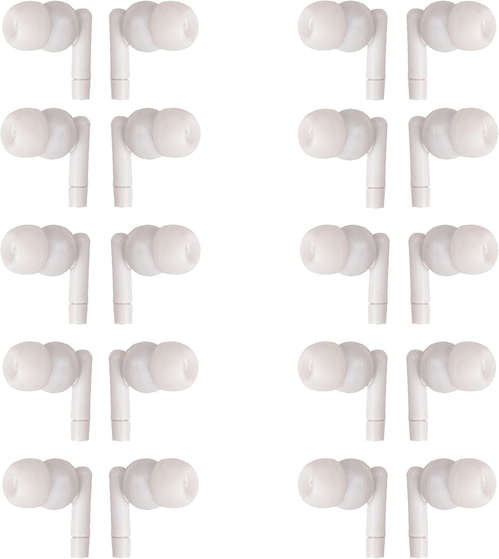 JustJamz Pearl Basic White Headphones 3.5mm Disposable Earphones Bulk Earbuds for Kids and Adults 50 Pack Pack of 2