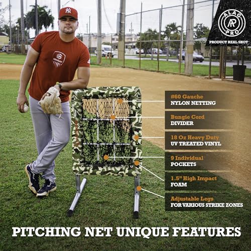 ALAGPRO? The Original 9 Hole Pitching Net with Strike Zone Pocket | Pitching Target for Baseball & Softball Pitchers