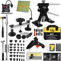 Super PDR Paintless Dent Repair Kit, Black Dent Remover Tool Auto Body Dent Removal Kit with Double Pole Bridge Dent Puller for Auto Body Tools